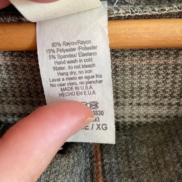 Boutique 7th ray gray/green plaid cowl neck pullover sweatshirt size XL - Picture 6 of 7